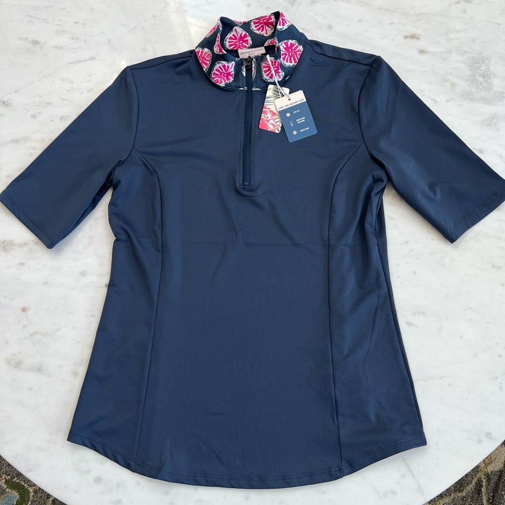 Tommy Bahama Ladies Golf Shirt Navy with Zipper